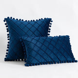 Pintuck Cushion Cover with pom pom lace - The Linen House