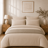 Plain Dyed Duvet Cover Set – Beige - The Linen House