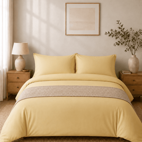 Plain Dyed Duvet Cover Set – Light Yellow