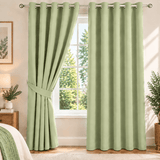 Plain Dyed Eyelet Curtain with Lining (light green) – Pack of 2 - The Linen House