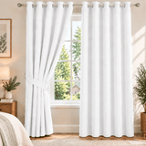 Plain Dyed Eyelet Curtain with Lining (pure-white ) – Pack of 2 - The Linen House