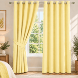Plain Dyed Eyelet Curtain with Lining (yellow) – Pack of 2 - The Linen House