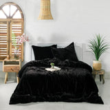 Plain Velvet Duvet Set Black - The Linen House