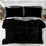 Plain Velvet Duvet Set Black - The Linen House