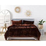 Plain Velvet Duvet Set Brown - The Linen House
