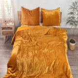 Plain Velvet Duvet Set Golden - The Linen House