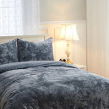 Plain Velvet Duvet Set Grey - The Linen House