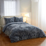 Plain Velvet Duvet Set Grey - The Linen House