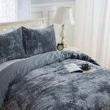 Plain Velvet Duvet Set Grey - The Linen House