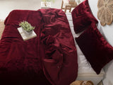 Plain Velvet Duvet Set Maroon - The Linen House