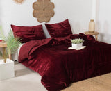 Plain Velvet Duvet Set Maroon - The Linen House