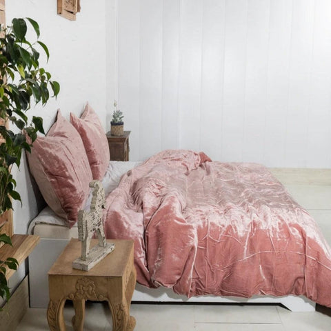 Plain Velvet Duvet Set Pink - The Linen House
