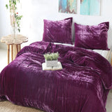 Plain Velvet Duvet Set Purple - The Linen House