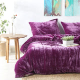 Plain Velvet Duvet Set Purple - The Linen House