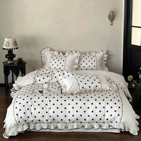 Polka Dots Printed Bedding Duvet Set - The Linen House