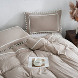 Pom Pom Decor Duble Lace Duvet Set - The Linen House