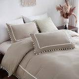 Pom Pom Decor Duble Lace Duvet Set - The Linen House
