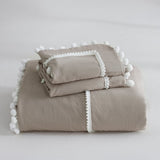 Pom Pom Decor Duble Lace Duvet Set - The Linen House