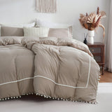 Pom Pom Decor Duble Lace Duvet Set - The Linen House