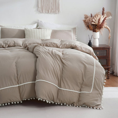 Pom Pom Decor Duble Lace Duvet Set - The Linen House
