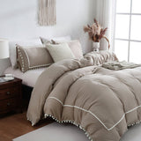 Pom Pom Decor Duble Lace Duvet Set - The Linen House