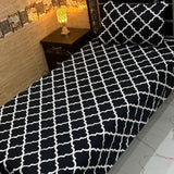 Premium Black & White Lattice Print Bedsheet – Single Size (Pack of 2) - The Linen House