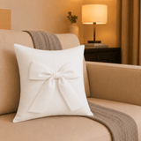 Premium Bow Throw Cotton Cushion Cover - The Linen House