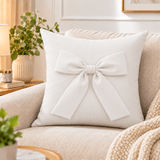 Premium Bow Throw Cotton Cushion Cover - The Linen House