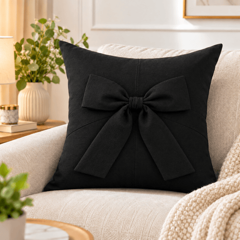 Premium Bow Throw Cotton Cushion Cover - The Linen House