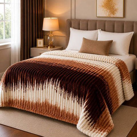 Premium Brown Ombre Plush Blanket - The Linen House