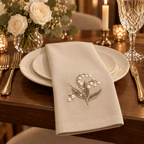 Premium Cotton Table Mat with Embroidered Floral Design - The Linen House