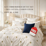 Premium Embroidered Duvet Set + FREE Cotton Cushion Cover - The Linen House