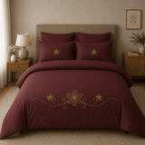 Premium Gold Thread Elegant Embroidered Bedding Set - The Linen House