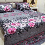 Premium Grey & Pink Floral 7Pc Bedspread Set - The Linen House