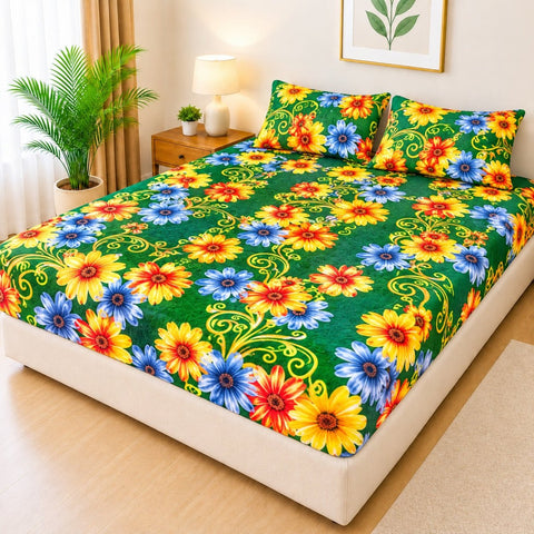 Premium Multicolor Flower Waterproof Fitted Mattress Cover - The Linen House