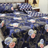 Premium Navy Blue Rose 7Pc Bedspread Set - The Linen House