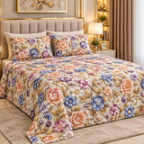 Premium Pastel Floral Printed Bed Sheet - The Linen House