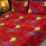 Premium Red Base Printed Bedsheet - The Linen House