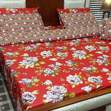Premium Red Floral 7Pc Bedspread Set - The Linen House