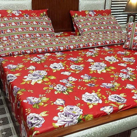 Premium Red Floral 7Pc Bedspread Set - The Linen House