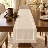 Premium Textured Baratta Border Runner - The Linen House