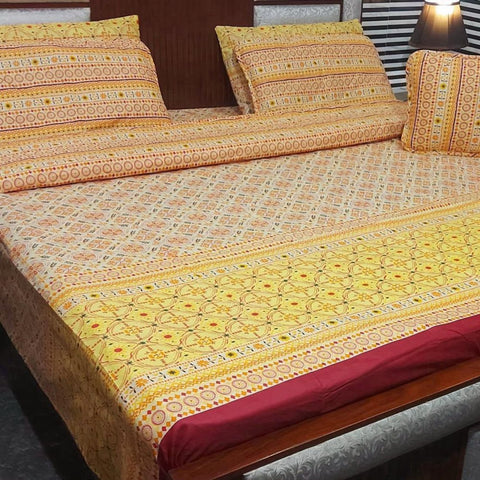 Premium Yellow Geometric 7Pc Bedspread Set - The Linen House