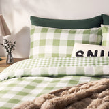 Print Bedsheet Green check – King Size - The Linen House