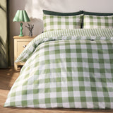 Print Bedsheet Green check – King Size - The Linen House