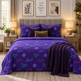 Purple Signature Script Printed Bed Sheet - The Linen House