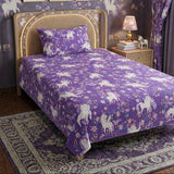 Purple Unicorn & Floral Kids Bedsheet - The Linen House