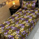 Purple & Yellow Botanical Print Bedsheet – Single Size (Pack of 2) - The Linen House