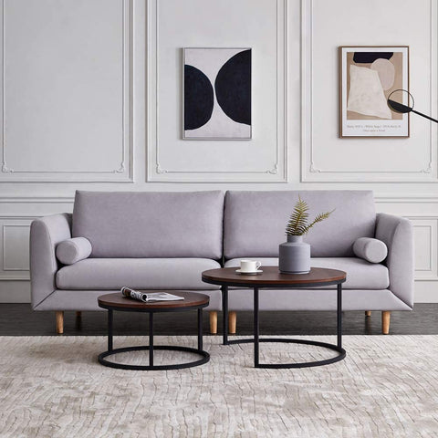 Quatropi Round Nesting Coffee Table 2 - Piece - Black Metal Base - The Linen House