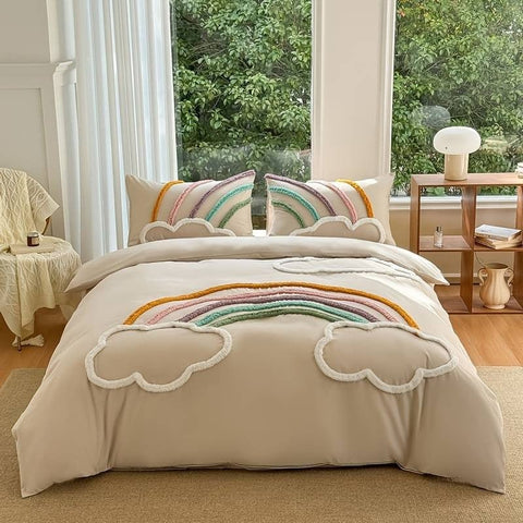 Rainbow Cloud Embroidered Duvet Cover Set - The Linen House