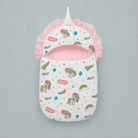 Rainbow Unicorn Baby Carry Nest - The Linen House